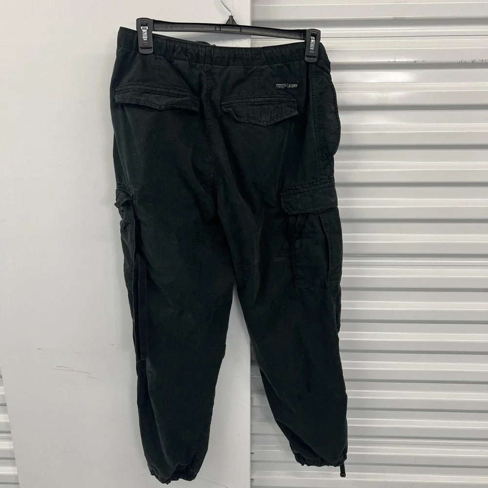 Superdry Ripstop Pants Mens 32x32 Black Cargo Elastic Waist Drawstring Workwear